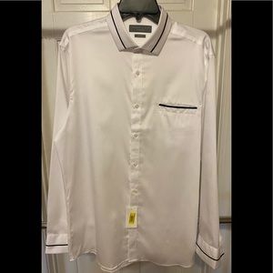 Perry Ellis Premium white Long Sleeve Tuxedo Shirt
